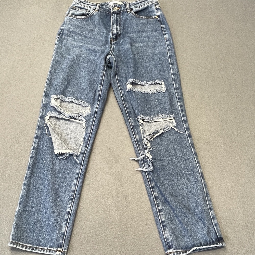 Pacsun Womens Size 26 Mom Jeans Distressed Destroyed High Rise Blue Denim